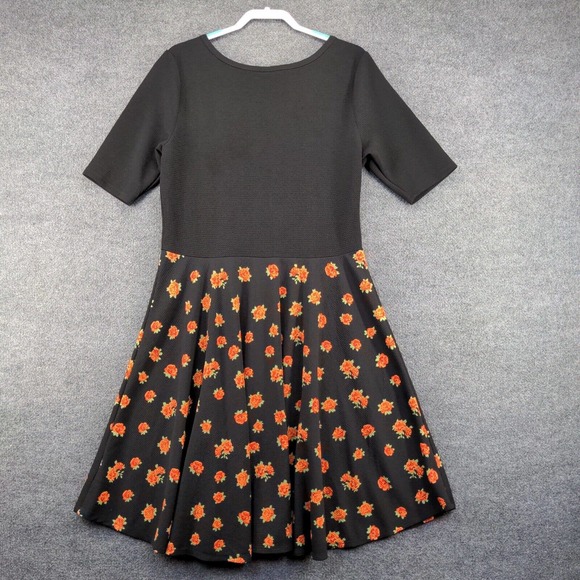 LuLaRoe Women's A-Line Dress Black 3XL Short Sleeve Floral Print Scoop Neck - Picture 5 of 12